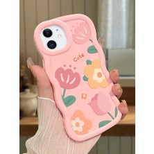 Ucuc iPhone 11 Uyumlu Pembe Silikon Kılıf Kamera Korumalı Darbe Emici Tasarım Şık Baskı Kılıf