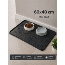 Black Gold Kedi Köpek Mama Matı Havuzlu Yıkanabilir Kaymaz Evcil Hayvan Beslenme Matı Kedi Kumu Paspası 40X60