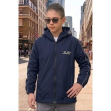 Pina Kids Erkek Çocuk Kapüşonlu Kolları Şeritli Baskılı Bondik Kumaş Mevsimlik Mont MM5011