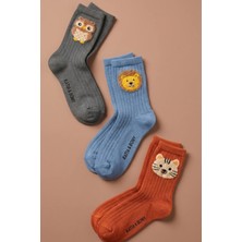 Bony Socks 3'lü Paket Hayvan Baskılı Çocuk Soket Çorap