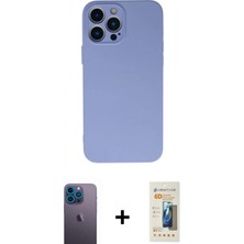 Marsilyan™- iPhone 13 Pro Max Kılıf Ahenk Serisi - Siyah 6d Mat Seramik Hayalet Nano Ekran Koruyucu + Mavi Neon Fosforlu Kamera Lens