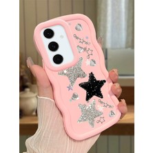 Ucuc Samsung Galaxy S24 Fe Uyumlu Pembe Silikon Kılıf Kamera Korumalı Darbe Emici Tasarım Şık Baskı Kılıf