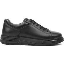 Celal Gültekin Erkek Siyah Bağcıklı Kalın Tabanlı Deri Sneaker