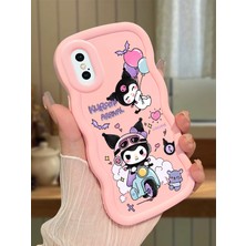 HONTINGA iPhone x Uyumlu Kılıfı Düşüme Önleyici Basitlik Anti Düşme Darbeye Dayanıklı Basit Pembe Yumuşak Silikon Telefon Kılıfı Kuromi Desen K9-0082