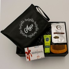 As Gift Kişiye Özel Siyah Makyaj Çantası & Tarak &zeytinyağlı El Kremi & Kil Maskesi
