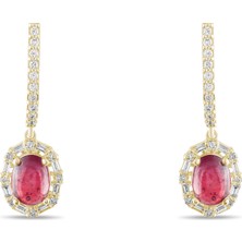 Lial Diamond 2.93 Karat Pırlanta Yakut Küpe ,doğal Pırlanta, Sertifikalı Mücevher