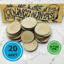 6-7 cm (20 Adet) Doğal Ahşap Odun Kütük Dilimi