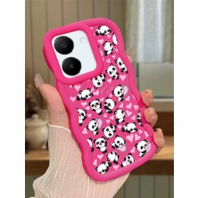 HONTINGA Vivo Y27S Uyumlu Kılıfı Düşüme Önleyici Basitlik Anti Düşme Darbeye Dayanıklı Basit Kırmızı Yumuşak Silikon Telefon Kılıfı Panda Desen K9-0078