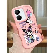 HONTINGA Vivo Y27S Uyumlu Kılıfı Düşüme Önleyici Basitlik Anti Düşme Darbeye Dayanıklı Basit Pembe Yumuşak Silikon Telefon Kılıfı Kuromi Desen K9-0082