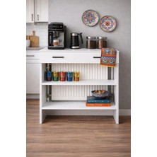 Feyza Design Petek Üstü Minimal Kahve Köşesi Dolabı (Derinlik 32 Cm) Bohem Kahve Standı ( 60 cm ) BPKM008