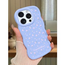 Ucuc iPhone 16 Pro Max Uyumlu Mavi Silikon Kılıf Kamera Korumalı Darbe Emici Tasarım Şık Baskı Kılıf