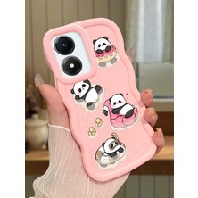 HONTINGA Vivo Y02S Uyumlu Kılıfı Düşüme Önleyici Basitlik Anti Düşme Darbeye Dayanıklı Basit Pembe Yumuşak Silikon Telefon Kılıfı Panda Desen K9-0086