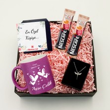 As Gift Anneler Gününe Özel Kişiye Özel Simli Mor Kupa & Kokulu Sabun & Nescafe Kahve Hediye Seti