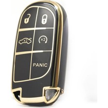 Satışmax Lüx Fiat Jeep Anahtar Kılıfı Siyah/gold