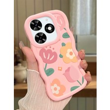 Ucuc Tecno Spark 20/20C Uyumlu Pembe Silikon Kılıf Kamera Korumalı Darbe Emici Tasarım Şık Baskı Kılıf