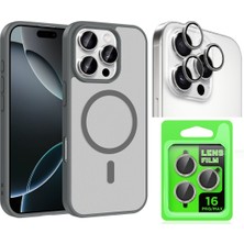 Vendas iPhone 16 Pro Kılıf M-Safe Şarj Özellikli Zore Babet Kapak + Kamera Lens Koruyucu