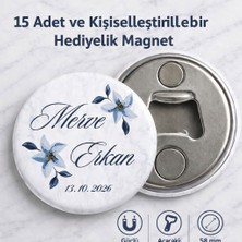 Fynbos 15 Adet Kişiye Özel Magnet Açacak 58 mm Hediyelik Nikah Nişan Söz Düğün Magneti