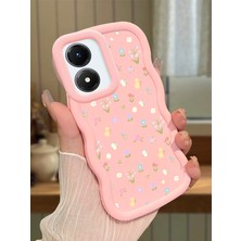 Ucuc Vivo Y02S Uyumlu Pembe Silikon Kılıf Kamera Korumalı Darbe Emici Tasarım Şık Baskı Kılıf
