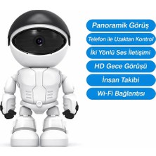 Mesro Robot Görünümlü Wifi Güvenlik Kamerası Kablosuz Gece Görüşlü Iç Mekan Camera