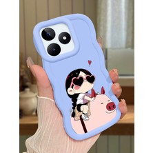 Ucuc Realme C51/C53 Uyumlu Mavi Silikon Kılıf Kamera Korumalı Darbe Emici Tasarım Şık Baskı Kılıf