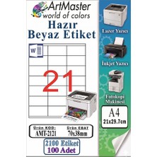 ArtMaster A4 Hazır Beyaz Etiket 70X38MM 100 Sayfa 1 Paket 21 Li Kendinden Yapışkanlı Fotokopi Lazer Inkjet Kağıdı Yazıcılar Için