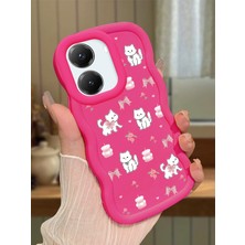 Ucuc Poco X7 Pro Uyumlu Fuşya Silikon Kılıf Kamera Korumalı Darbe Emici Tasarım Şık Baskı Kılıf