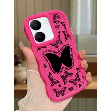 HONTINGA Vivo Y27S Uyumlu Kılıfı Düşüme Önleyici Basitlik Anti Düşme Darbeye Dayanıklı Basit Kırmızı Yumuşak Silikon Telefon Kılıfı Kelebek Desen K9-0080
