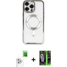 Marsilyan™- iPhone 16 Pro Kılıf Nova Işık Özel Seri - Şeffaf 360 Full Body Arka Koruyucu + Beyaz Raze Metal Kamera Lens
