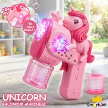 SmartFox Unicorn Işıklı Baloncuk Köpük Tabancası Solüsyon Hediyeli