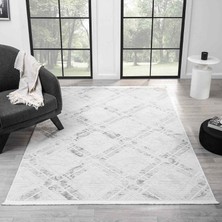 Pera Halı Beyaz Gri Baklava Geometrik Modern Halı - NG5117GV
