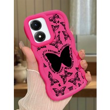 HONTINGA Vivo Y02S Uyumlu Kılıfı Düşüme Önleyici Basitlik Anti Düşme Darbeye Dayanıklı Basit Kırmızı Yumuşak Silikon Telefon Kılıfı Kelebek Desen K9-0080