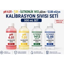 Tekno İstanbul pH 4.01 - 7.01 - 1413 µS/cm - 12.88 mS/cm Kalibrasyon Sıvısı (500 mL Set)