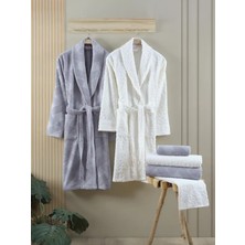 Şaheser Home Collection Şaheser Home Benito %100 Pamuklu Bornoz Seti, 6 Parça Aile Bornoz Takımı , Kadın & Erkek Bornoz Seti