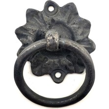 Renas Store Antika Tarz Dekoratif Pirinç Çiçek Mobilya Kulbu, Kapı Kilit Halkası - 50MM, Oksit