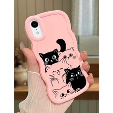 Ucuc iPhone Xr Uyumlu Pembe Silikon Kılıf Kamera Korumalı Darbe Emici Tasarım Şık Baskı Kılıf