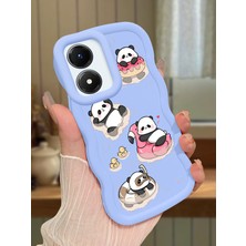 HONTINGA Vivo Y02S Uyumlu Kılıfı Düşüme Önleyici Basitlik Anti Düşme Darbeye Dayanıklı Basit Mavi Yumuşak Silikon Telefon Kılıfı Panda Desen K9-0086