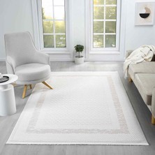 Pera Halı Krem Bej Geometrik Desenli Modern Halı - NG511BV