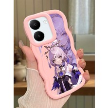 HONTINGA Vivo Y27S Uyumlu Kılıfı Düşüme Önleyici Basitlik Anti Düşme Darbeye Dayanıklı Basit Pembe Yumuşak Silikon Telefon Kılıfı Karikatür Desen K9-0081