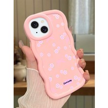 Ucuc iPhone 13/14 Uyumlu Pembe Silikon Kılıf Kamera Korumalı Darbe Emici Tasarım Şık Baskı Kılıf