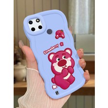 Ucuc Realme C21Y/C25Y Uyumlu Mavi Silikon Kılıf Kamera Korumalı Darbe Emici Tasarım Şık Baskı Kılıf