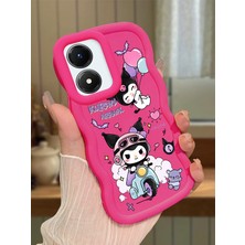 HONTINGA Vivo Y02S Uyumlu Kılıfı Düşüme Önleyici Basitlik Anti Düşme Darbeye Dayanıklı Basit Kırmızı Yumuşak Silikon Telefon Kılıfı Kuromi Desen K9-0082