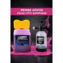 5 Lt Oto Şampuanı + Köpük Pompası+Sünger | Pembe Cilalı Yoğun Köpük | Boya Dostu Temizlik Seti