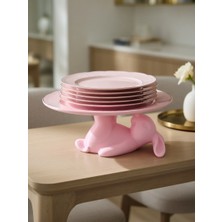 My Craft 3D MYCRAFT3D Dekoratif Tavşan Figürlü Tatlı Tabağı Standı Pasta Standı Mutfak Servis Standı 15X15 Şık Hediye