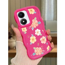 HONTINGA Vivo Y02S Uyumlu Kılıfı Düşüme Önleyici Basitlik Anti Düşme Darbeye Dayanıklı Basit Kırmızı Yumuşak Silikon Telefon Kılıfı Çiçek Desen K9-0083