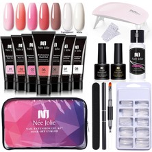 Protez Tırnak Uzatma Seti 16 Parça 7 Renk 15ML Poly Jel Manikür Kiti