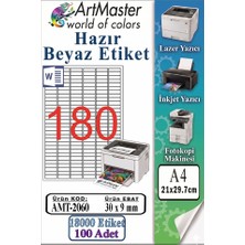ArtMaster A4 Hazır Beyaz Etiket 30X9MM 100 Sayfa 1 Paket 180 Li Yapışkanlı Fotokopi Lazer Inkjet Kağıdı Yazıcılar Için Uyumlu