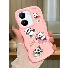 HONTINGA Vivo Y27S Uyumlu Kılıfı Düşüme Önleyici Basitlik Anti Düşme Darbeye Dayanıklı Basit Pembe Yumuşak Silikon Telefon Kılıfı Panda Desen K9-0086