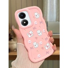 Ucuc Vivo Y02S Uyumlu Pembe Silikon Kılıf Kamera Korumalı Darbe Emici Tasarım Şık Baskı Kılıf