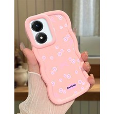 Ucuc Vivo Y02S Uyumlu Pembe Silikon Kılıf Kamera Korumalı Darbe Emici Tasarım Şık Baskı Kılıf