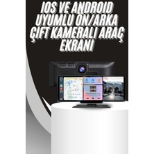 Kont 4K 10.2 Inç Çift Kameralı Araç Multimedya Ekranı Carplay Kablosuz Tüm Cihazlara Uyumlu